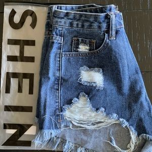 SHEIN - Distressed jean shorts
